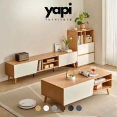 Combo Tủ Kệ Tivi Bàn Trà Gỗ Hiện Đại Cánh Mở Trang Trí Phòng Khách 180x36x42cm Yapi-925