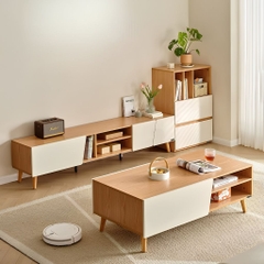 Combo Tủ Kệ Tivi Bàn Trà Gỗ Hiện Đại Cánh Mở Trang Trí Phòng Khách 180x36x42cm Yapi-925