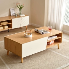Combo Tủ Kệ Tivi Bàn Trà Gỗ Hiện Đại Cánh Mở Trang Trí Phòng Khách 180x36x42cm Yapi-925
