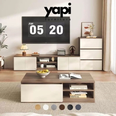 Combo Bàn Trà Kệ TV Hiện Đại Cho Phòng Khách Kèm Tủ Lưu Trữ Ngăn Kéo 200x36x40cm Yapi-704