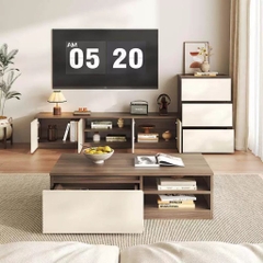 Combo Bàn Trà Kệ TV Hiện Đại Cho Phòng Khách Kèm Tủ Lưu Trữ Ngăn Kéo 200x36x40cm Yapi-704