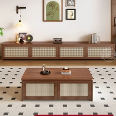 Combo Bàn Trà Và Kệ TV Cánh Mây Hiện Đại Cho Phòng Khách 180x40x40cm Yapi-705