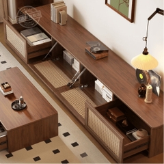 Combo Bàn Trà Và Kệ TV Cánh Mây Hiện Đại Cho Phòng Khách 180x40x40cm Yapi-705