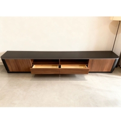 Combo Bàn Trà Và Kệ TV Bo Cong Có Đèn LED Hiện Đại Cho Phòng Khách 160x37x30cm Yapi-706