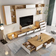 Combo Kệ Tivi Bàn Trà Hiện Đại Kèm Tủ Trang Trí Đa Năng 200x40x30cm Yapi-708