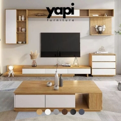 Combo Kệ Tivi Bàn Trà Hiện Đại Kèm Tủ Trang Trí Đa Năng 200x40x30cm Yapi-708