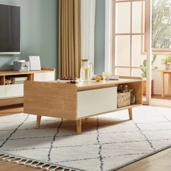 Combo Kệ Tivi Kèm Bàn Sofa Chân Gỗ Cho Phòng Khách 180x35x40cm Yapi-710
