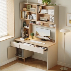 Bàn Học Chân Gỗ Kèm Kệ Sách Và Ngăn Kéo Đa Năng 120x60x200cm Yapi-436