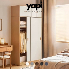 Tủ Quần Áo Cửa Lùa Nhò Gọn Kèm Tủ Nóc Tiện Lợi 120x60x180cm Yapi-272