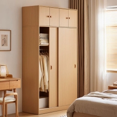 Tủ Quần Áo Cửa Lùa Nhò Gọn Kèm Tủ Nóc Tiện Lợi 120x60x180cm Yapi-272