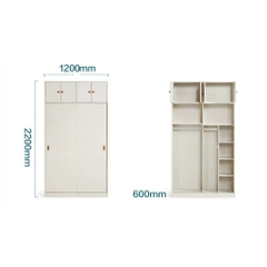 Tủ Quần Áo Cửa Lùa Nhò Gọn Kèm Tủ Nóc Tiện Lợi 120x60x180cm Yapi-272