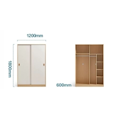 Tủ Quần Áo Cửa Lùa Nhò Gọn Kèm Tủ Nóc Tiện Lợi 120x60x180cm Yapi-272