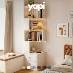 Kệ Sách Góc Tường Bo Góc Kèm 2 Ngăn Kéo 50x50x185cm Yapi-186