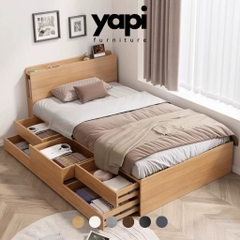 Giường Ngủ Ngăn Kéo Thông Minh, Đầu Giường Có Hộc Tủ Lưu Trữ 1m8x2m Yapi-556