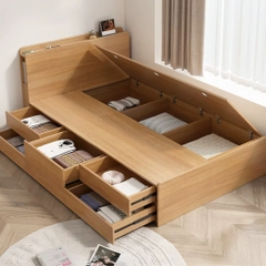 Giường Ngủ Ngăn Kéo Thông Minh, Đầu Giường Có Hộc Tủ Lưu Trữ 1m8x2m Yapi-556