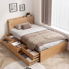 Giường Ngủ Ngăn Kéo Thông Minh, Đầu Giường Có Hộc Tủ Lưu Trữ 1m8x2m Yapi-556