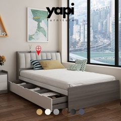 Giường Ngủ Ngăn Kéo Và Ngăn Lật Lưu Trữ, Đầu Giường Bọc Nệm 1m8x2m Yapi-557