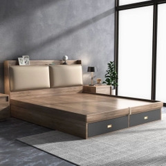 Giường Ngủ Ngăn Kéo, Mặt Giường Nâng Hạ Có Bọc Nệm Đầu Giường 1m8x2m Yapi-558