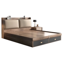 Giường Ngủ Ngăn Kéo, Mặt Giường Nâng Hạ Có Bọc Nệm Đầu Giường 1m8x2m Yapi-558