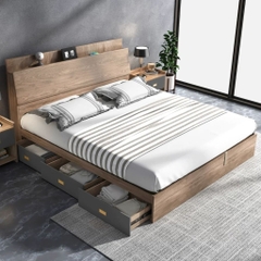 Giường Ngủ Nâng Hạ Có Kệ Đầu Giường, Kèm Ngăn Kéo Đa Năng 1m8x2m Yapi-559