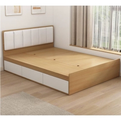 Giường Ngủ Ngăn Kéo Và Ngăn Lật Kèm Đầu Giường Bọc Nệm Hiện Đại 1m8x2m Yapi-560