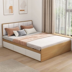 Giường Ngủ Ngăn Kéo Và Ngăn Lật Kèm Đầu Giường Bọc Nệm Hiện Đại 1m8x2m Yapi-560