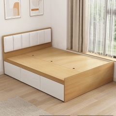 Giường Ngủ Ngăn Kéo Và Ngăn Lật Kèm Đầu Giường Bọc Nệm Hiện Đại 1m8x2m Yapi-560