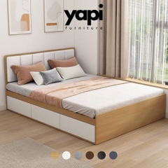 Giường Ngủ Ngăn Kéo Và Ngăn Lật Kèm Đầu Giường Bọc Nệm Hiện Đại 1m8x2m Yapi-560