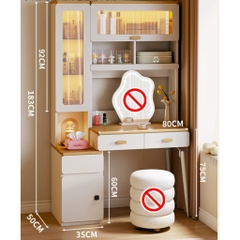 Bàn Trang Điểm Cánh Kính Có Đèn LED Kèm Kệ Trưng Bày Hiện Đại 115x50x183cm Yapi-815