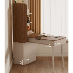 Bàn Trang Điểm Kèm Tủ Trưng Bày Cánh Kính Có Đèn LED, Ngăn Kéo 115x55x155cm Yapi -816