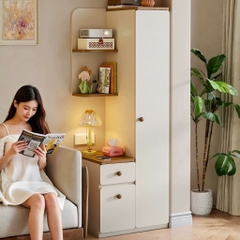 Tủ Góc Để Đồ Đa Năng Có Tủ Đứng, Kệ Trang Trí Và Ngăn Kéo Hiện Đại 80x50x180cm Yapi-187