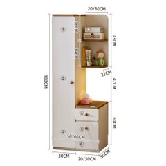 Tủ Góc Để Đồ Đa Năng Có Tủ Đứng, Kệ Trang Trí Và Ngăn Kéo Hiện Đại 80x50x180cm Yapi-187