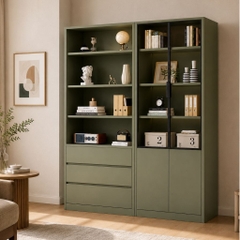 Tủ Kính Trưng Bày Kết Hợp Ngăn Kéo Hiện Đại Màu Xanh Lá 160x35x200cm Yapi-XTK001