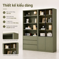 Tủ Kính Trưng Bày Kết Hợp Ngăn Kéo Hiện Đại Màu Xanh Lá 160x35x200cm Yapi-XTK001