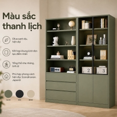 Tủ Kính Trưng Bày Kết Hợp Ngăn Kéo Hiện Đại Màu Xanh Lá 160x35x200cm Yapi-XTK001