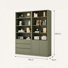 Tủ Kính Trưng Bày Kết Hợp Ngăn Kéo Hiện Đại Màu Xanh Lá 160x35x200cm Yapi-XTK001