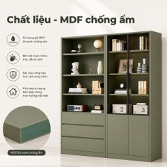 Tủ Kính Trưng Bày Kết Hợp Ngăn Kéo Hiện Đại Màu Xanh Lá 160x35x200cm Yapi-XTK001