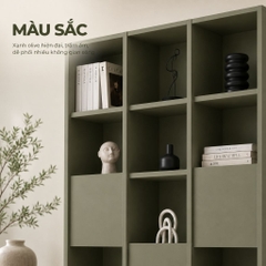 Kệ Sách Trang Trí Nhiều Ngăn Mở Màu Xanh Lá Hiện Đại 120x35x200cm Yapi-XKS001