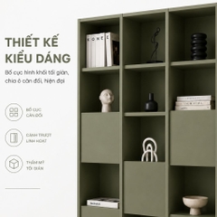 Kệ Sách Trang Trí Nhiều Ngăn Mở Màu Xanh Lá Hiện Đại 120x35x200cm Yapi-XKS001