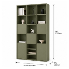 Kệ Sách Trang Trí Nhiều Ngăn Mở Màu Xanh Lá Hiện Đại 120x35x200cm Yapi-XKS001