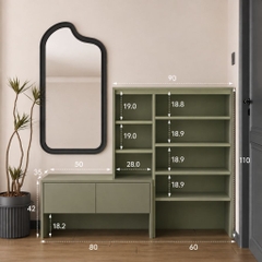 Tủ Giày Kèm Ghế Ngồi Trang Trí Hiện Đại Phối Màu Xanh Trắng 140x35x120cm Yapi-XTG002