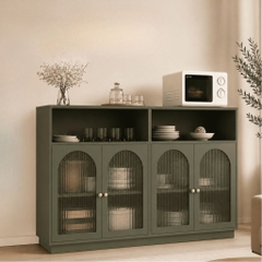 Tủ Bếp Đa Năng Cánh Kính Sóng Kết Hợp Kệ Trang Trí 160x40x120cm Yapi-XTB002