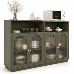 Tủ Bếp Đa Năng Cánh Kính Sóng Kết Hợp Kệ Trang Trí 160x40x120cm Yapi-XTB002