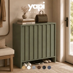 Tủ Giày Thiết Kế Cánh Nan Dọc Màu Xanh Lá Hiện Đại 90x35x100cm Yapi-XTG003