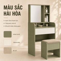 Bàn Trang Điểm Có Gương Kèm Ghế Đa Năng Màu Xanh Lá 80x40x135cm Yapi-XBP001