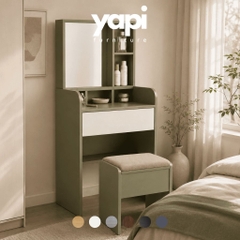 Bàn Trang Điểm Có Gương Kèm Ghế Đa Năng Màu Xanh Lá 80x40x135cm Yapi-XBP001