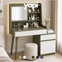 Bàn Trang Điểm Chân Gỗ Có Gương Và Ngăn Kéo Hiện Đại Màu Xanh 104x44x130cm Yapi-XBP002