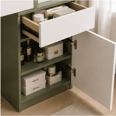 Bàn Trang Điểm Chân Gỗ Có Gương Và Ngăn Kéo Hiện Đại Màu Xanh 104x44x130cm Yapi-XBP002