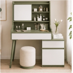 Bàn Trang Điểm Chân Gỗ Có Gương Và Ngăn Kéo Hiện Đại Màu Xanh 104x44x130cm Yapi-XBP002
