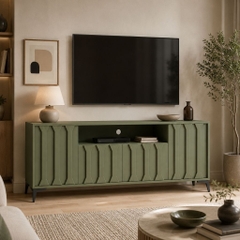 Kệ Tivi Cánh Sọc Nổi Nhiều Ngăn Lưu Trữ Màu Xanh Lá 180x40x70cm Yapi-XTV001